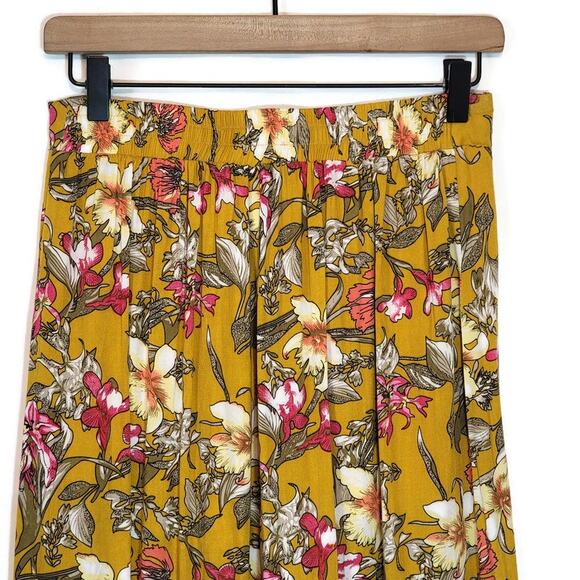 Love Culture Floral Loose Fit Pant Wide Leg Gold Yellow Pink Flowy Summer Boho S - Picture 10 of 14